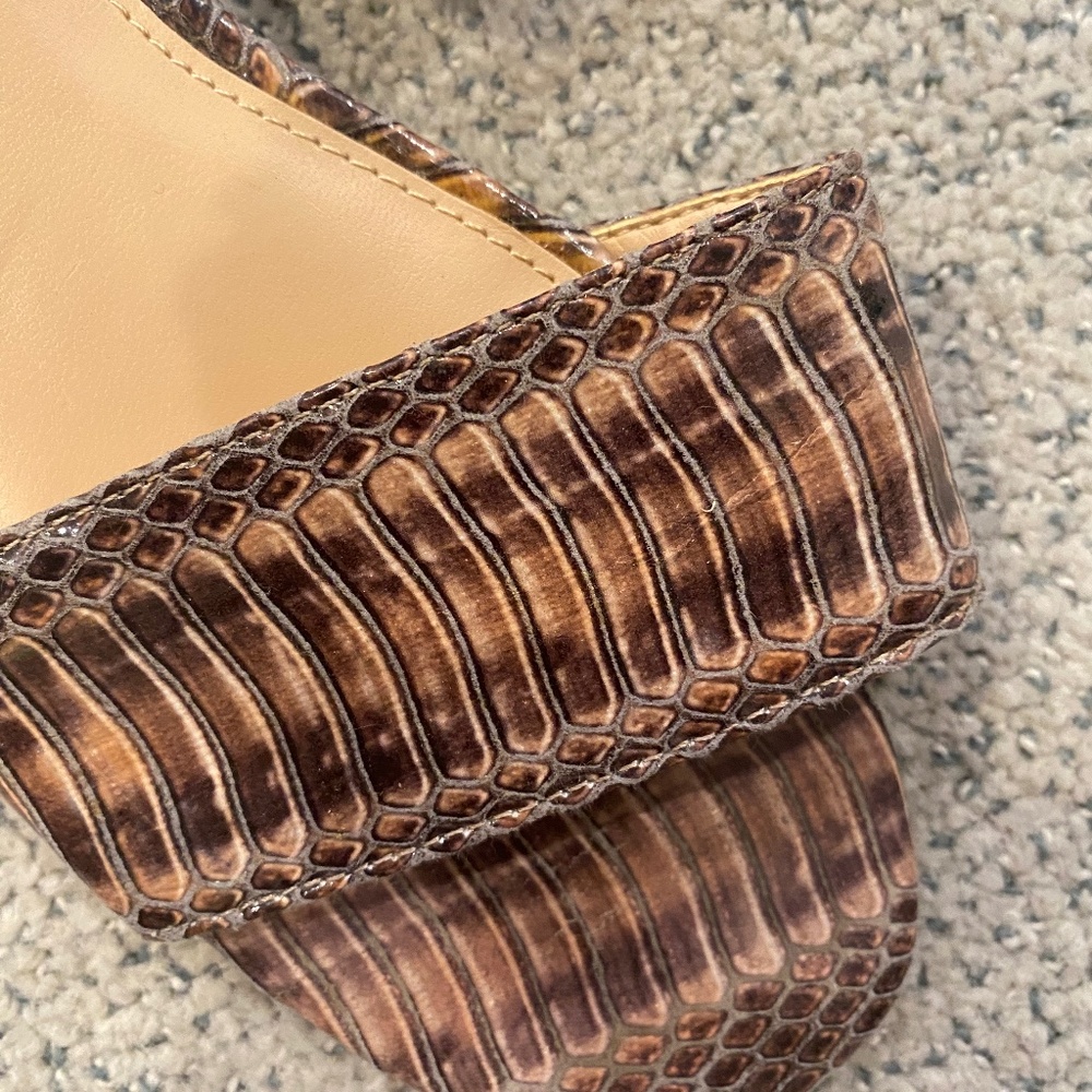 Flat open toe slide sandals snakeskin